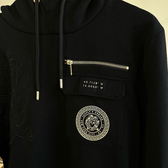 Supply & Demand Black Hoodie with Gold Embroidered Patch - Picture 4 of 8